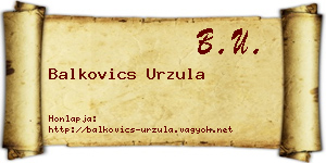 Balkovics Urzula névjegykártya